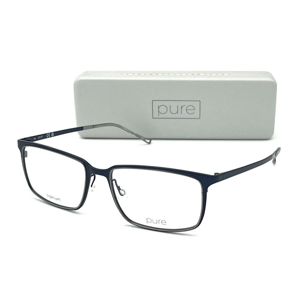 PURE P4011 410 Matte Navy  / Demo Lenses  56mm Eyeglasses
